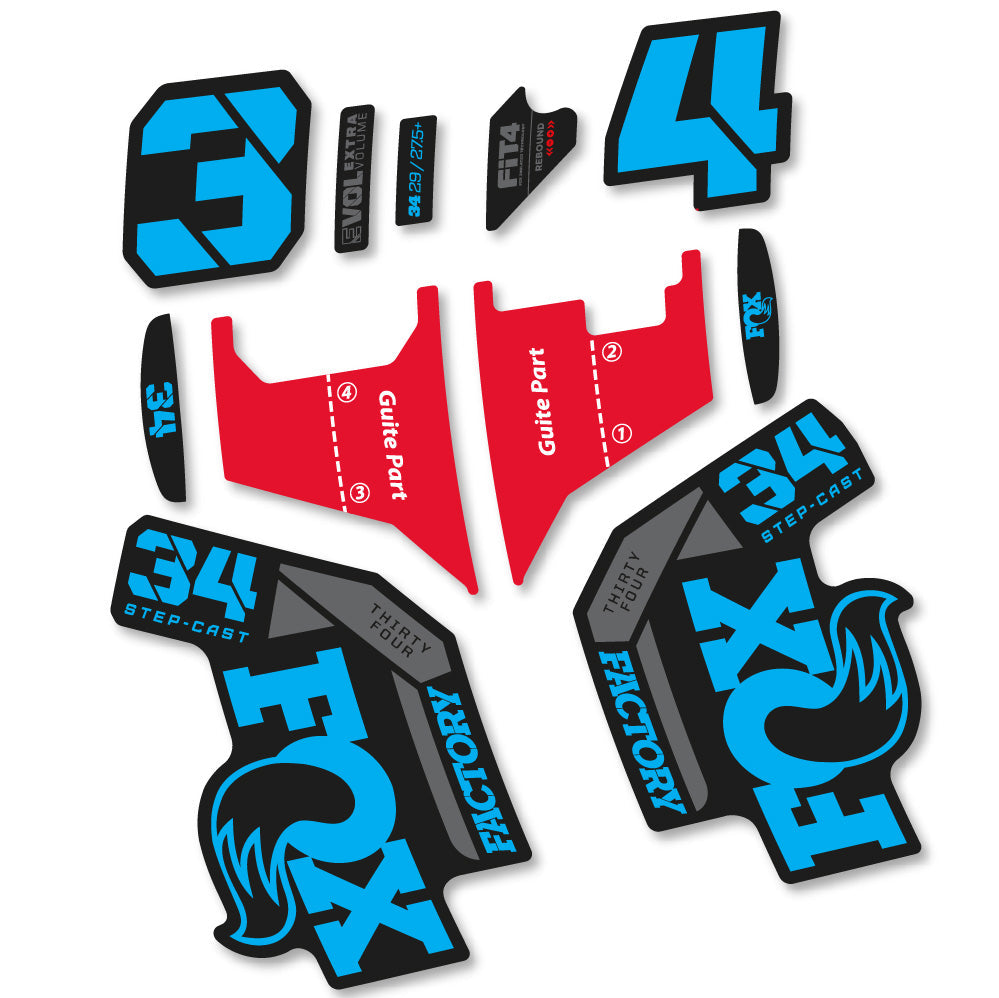 Autocollant Fox 34 Factory Step Cast 2022, Fourche 29, Vélo vinyle sticker