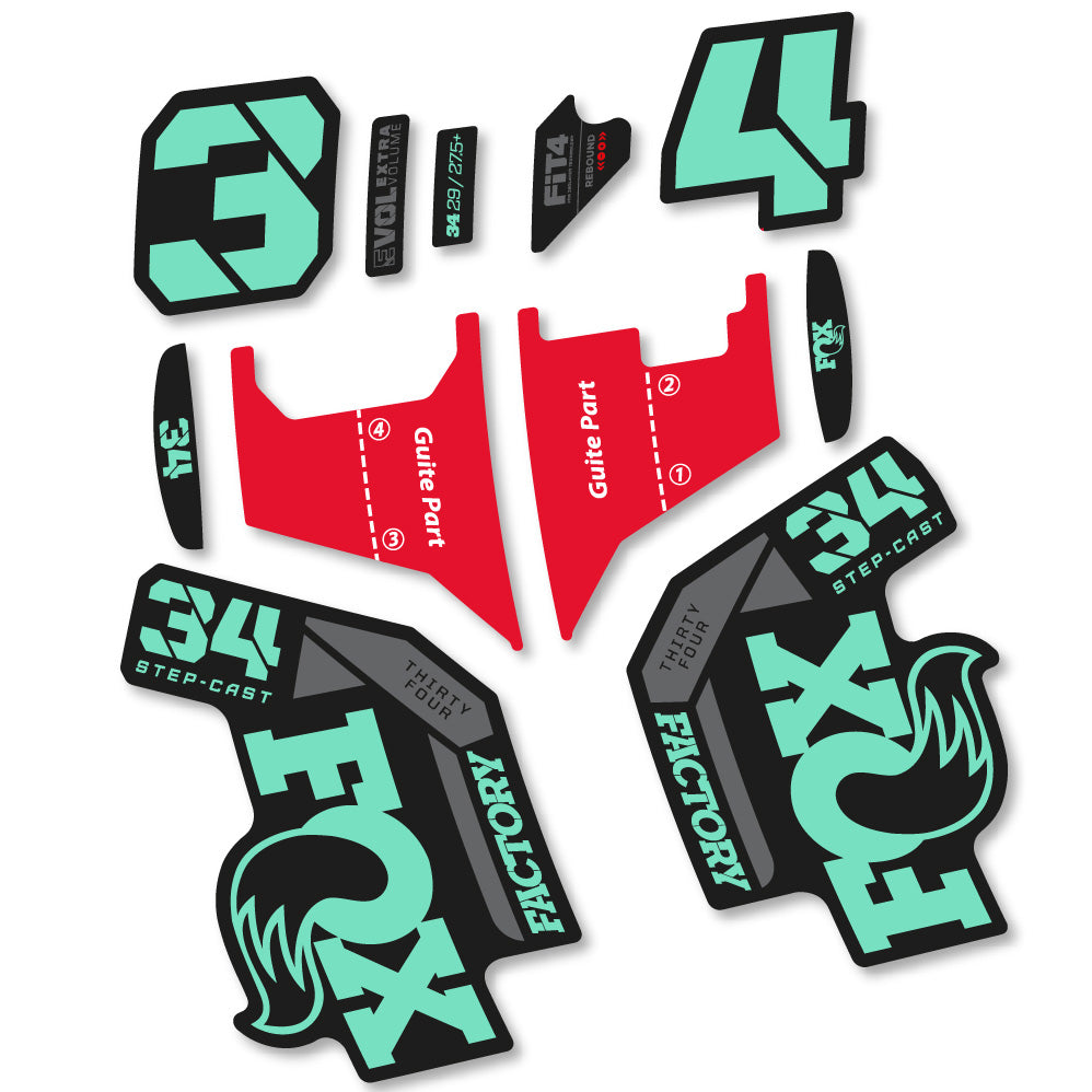 Autocollant Fox 34 Factory Step Cast 2022, Fourche 29, Vélo vinyle sticker