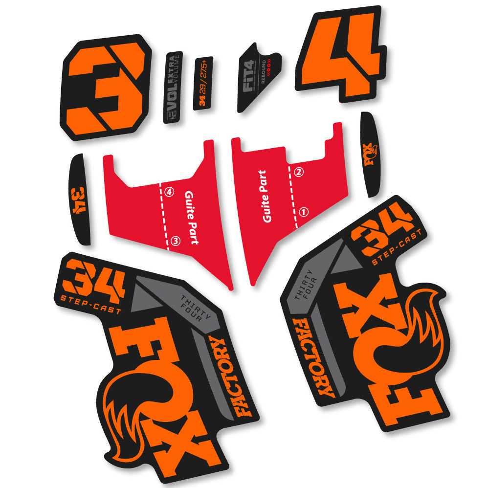 Autocollant Fox 34 Factory Step Cast 2022, Fourche 29, Vélo vinyle sticker