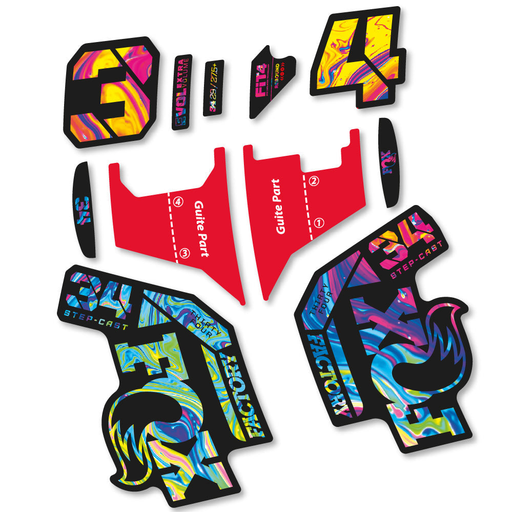 Autocollant Fox 34 Factory Step Cast 2022, Fourche 29, Vélo vinyle sticker
