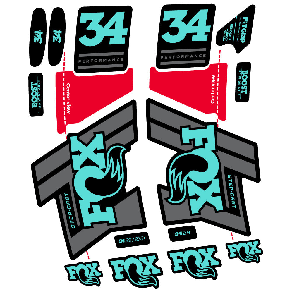 Autocollant Fox 34 SC Performance 2019 Vélo Fourche vinyle autocollant