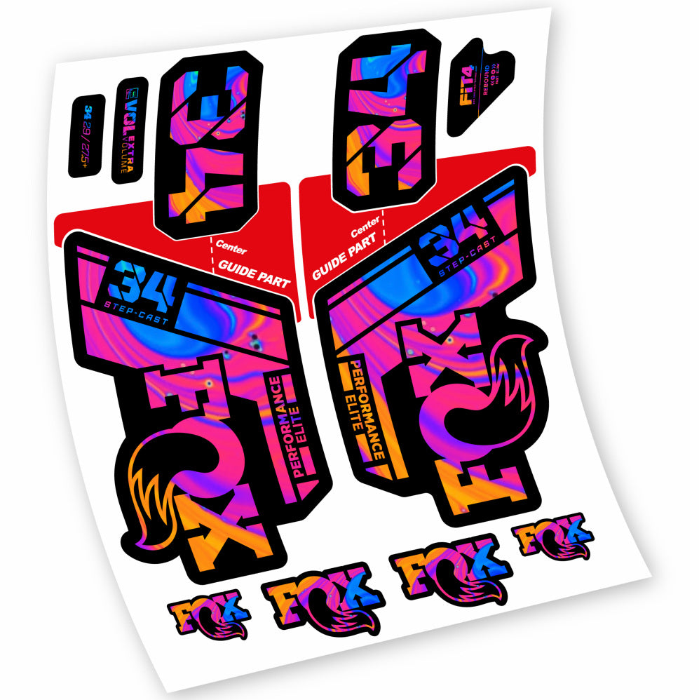 Autocollant Fox 34 Step Cast Elite 2021, Fourche 29, Vélo vinyle sticker