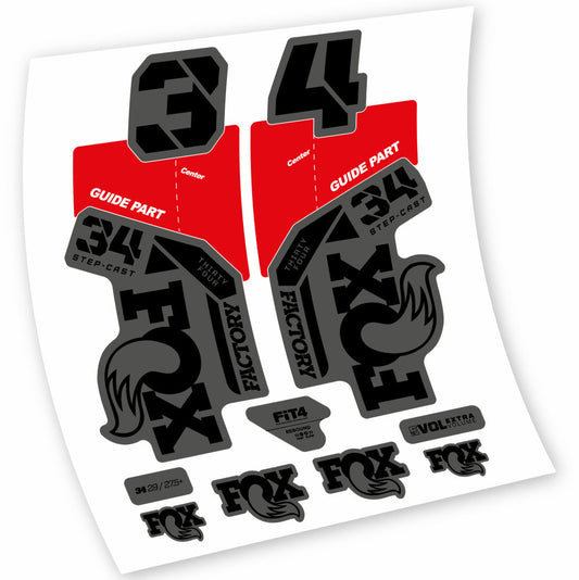 Autocollants en vinyle adhésif compatibles Fox 34 Factory 2021, 2022, 2023, 2024 et 2025 – Autocollants VTT Fourche – longs, grands et précis