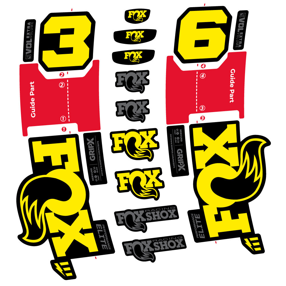 Autocollant FOX 36 Performance Elite E-Optimized, Fourche 29, Autocollant Vélo vinyle