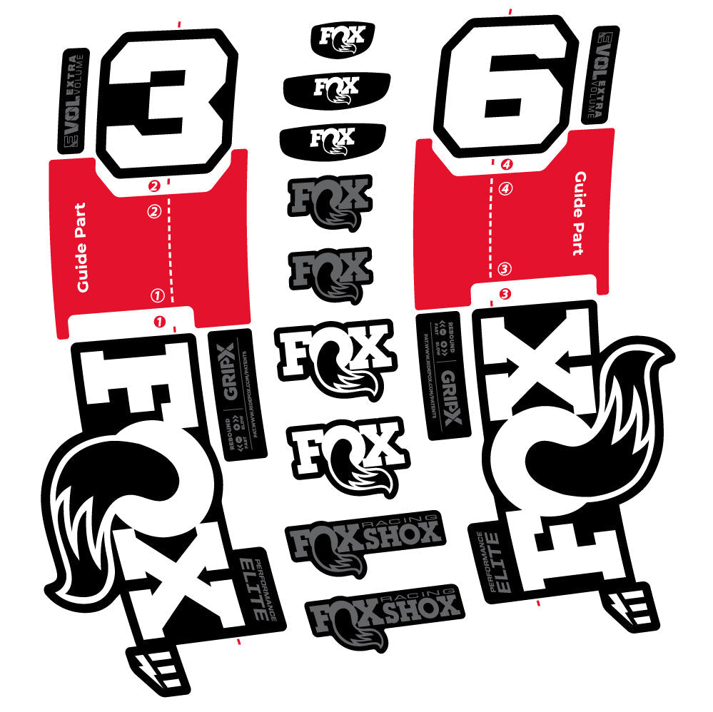 Autocollant FOX 36 Performance Elite E-Optimized, Fourche 29, Autocollant Vélo vinyle
