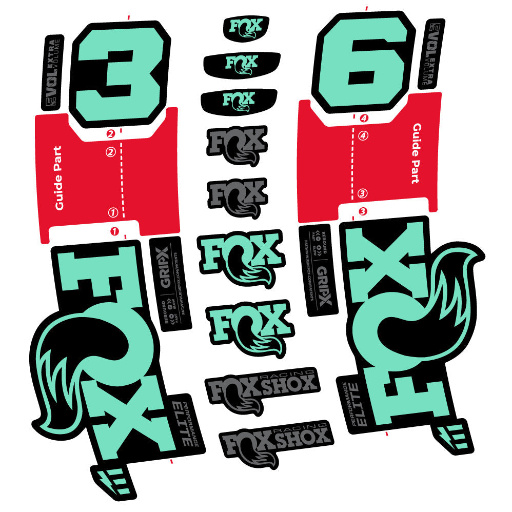 Autocollant FOX 36 Performance Elite E-Optimized, Fourche 29, Autocollant Vélo vinyle