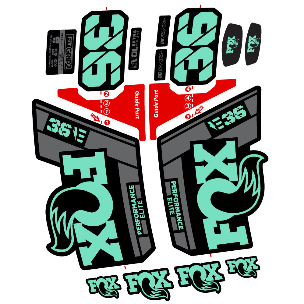 Autocollant FOX 36 Elite E-Vélo, Fourche 29, Vélo vinyle sticker