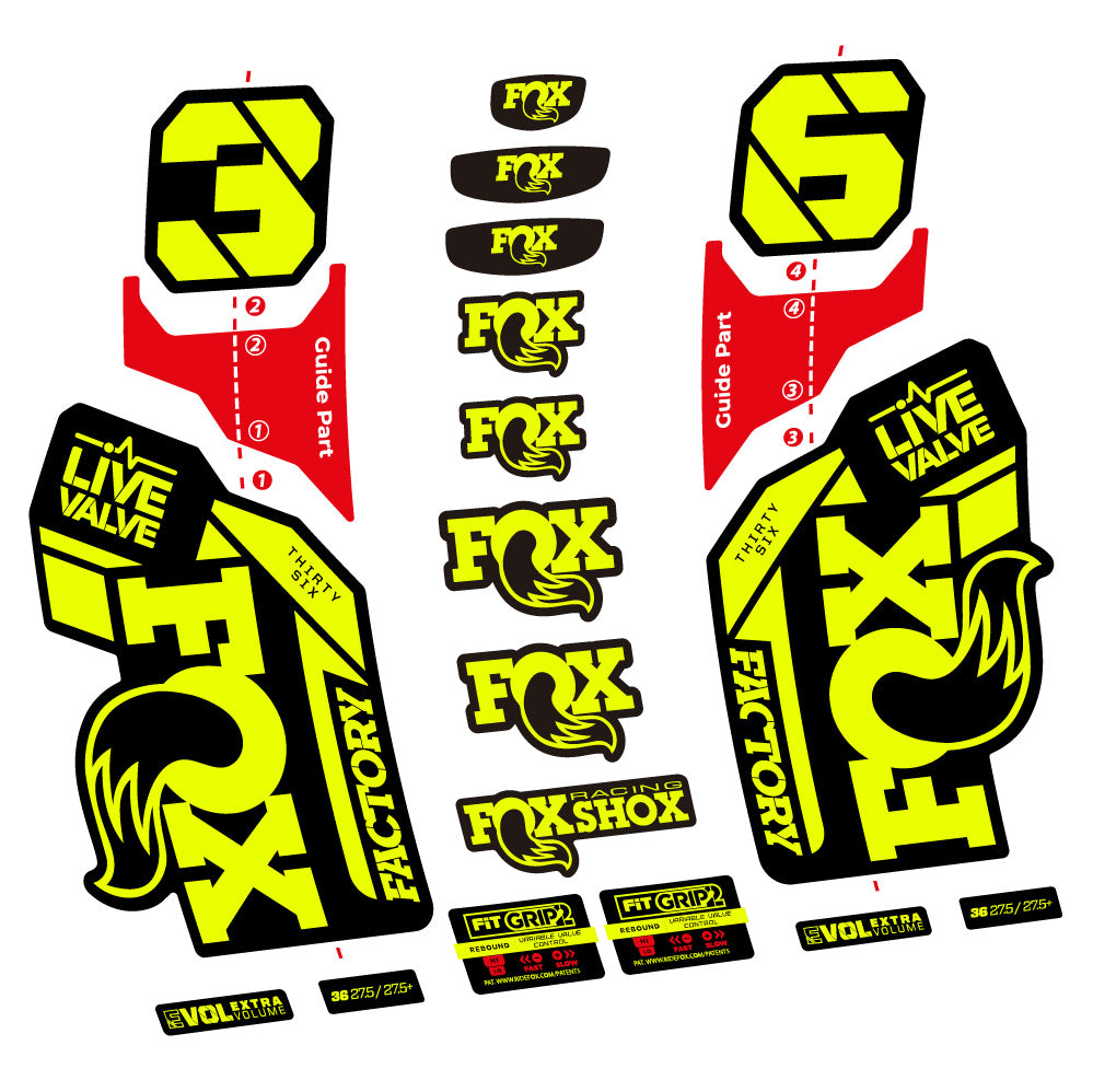 Autocollant Fox 36 Factory Live Valve, Fourche 29, Autocollant Vélo vinyle