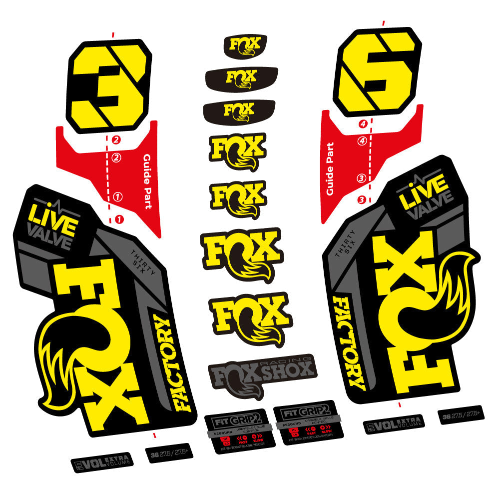 Autocollant Fox 36 Factory Live Valve, Fourche 29, Autocollant Vélo vinyle