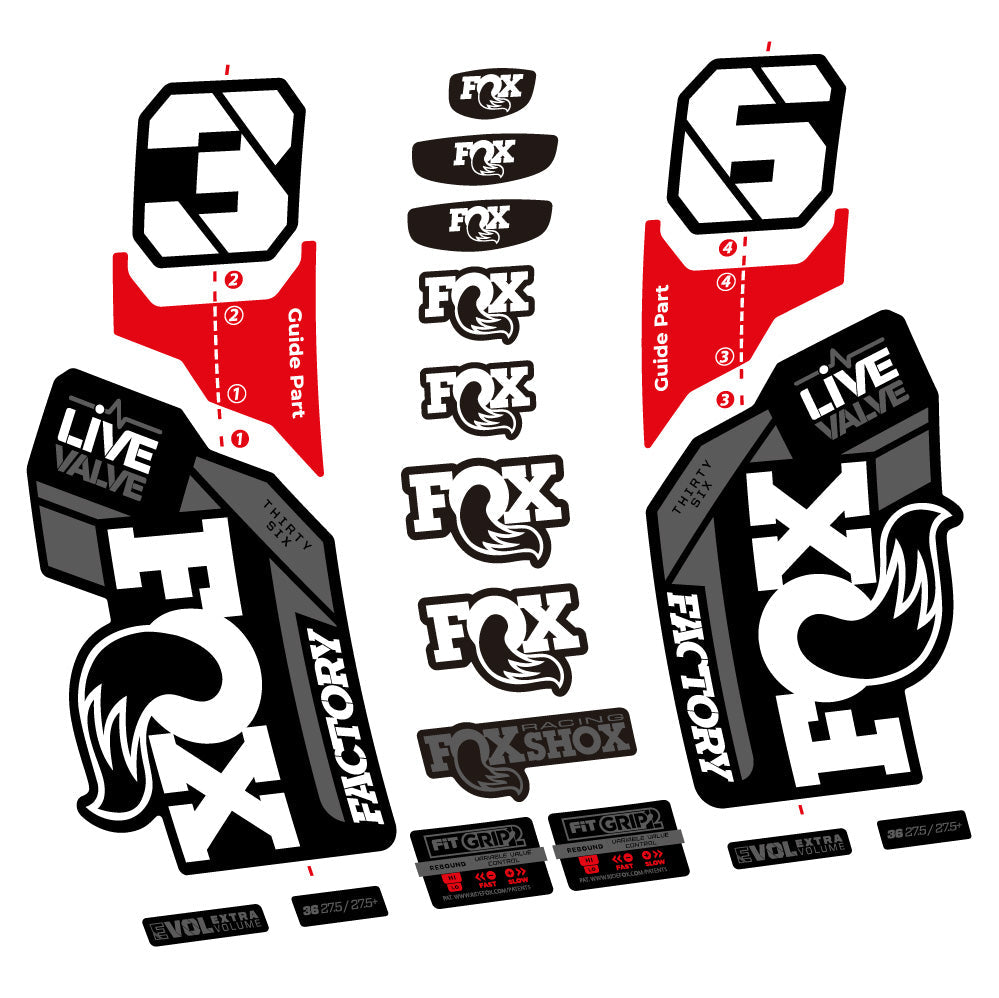 Autocollant Fox 36 Factory Live Valve, Fourche 29, Autocollant Vélo vinyle