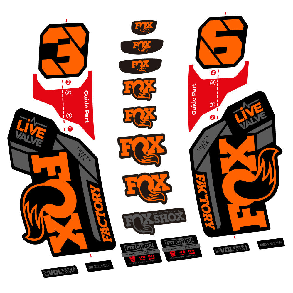 Autocollant Fox 36 Factory Live Valve, Fourche 29, Autocollant Vélo vinyle