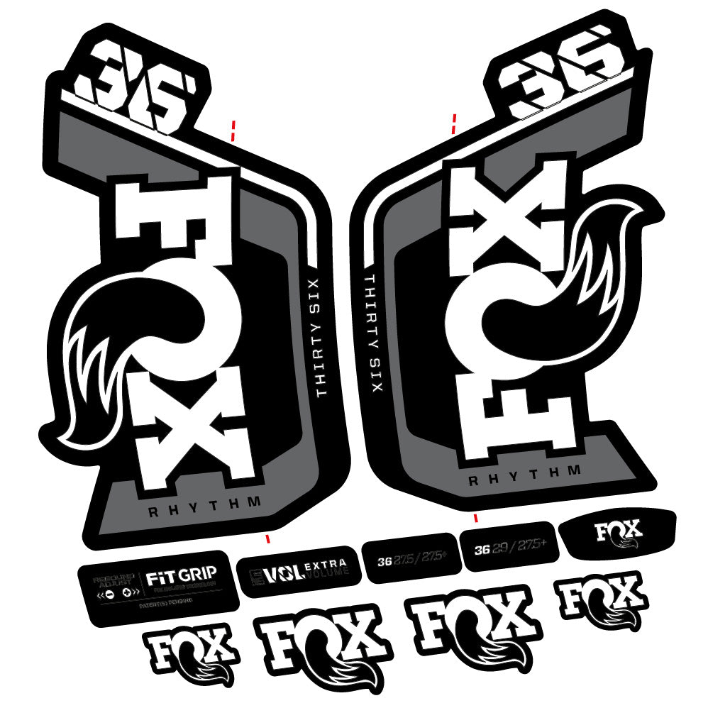 Kit fourche autocollante Fox 36 Rhythm 29 pouces – Compatible avec les modèles 2023-2024 | Autocollants VTT en vinyle