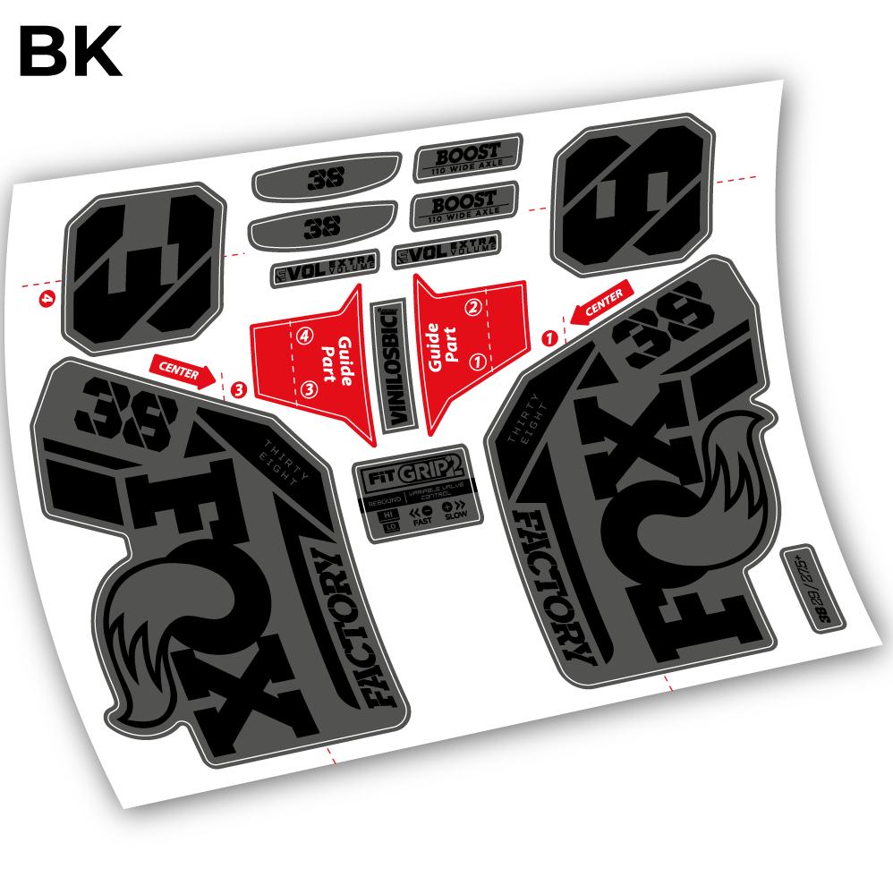 Autocollant, Fox 38 2021, Vélo Fourche 29 Vinyle sticker