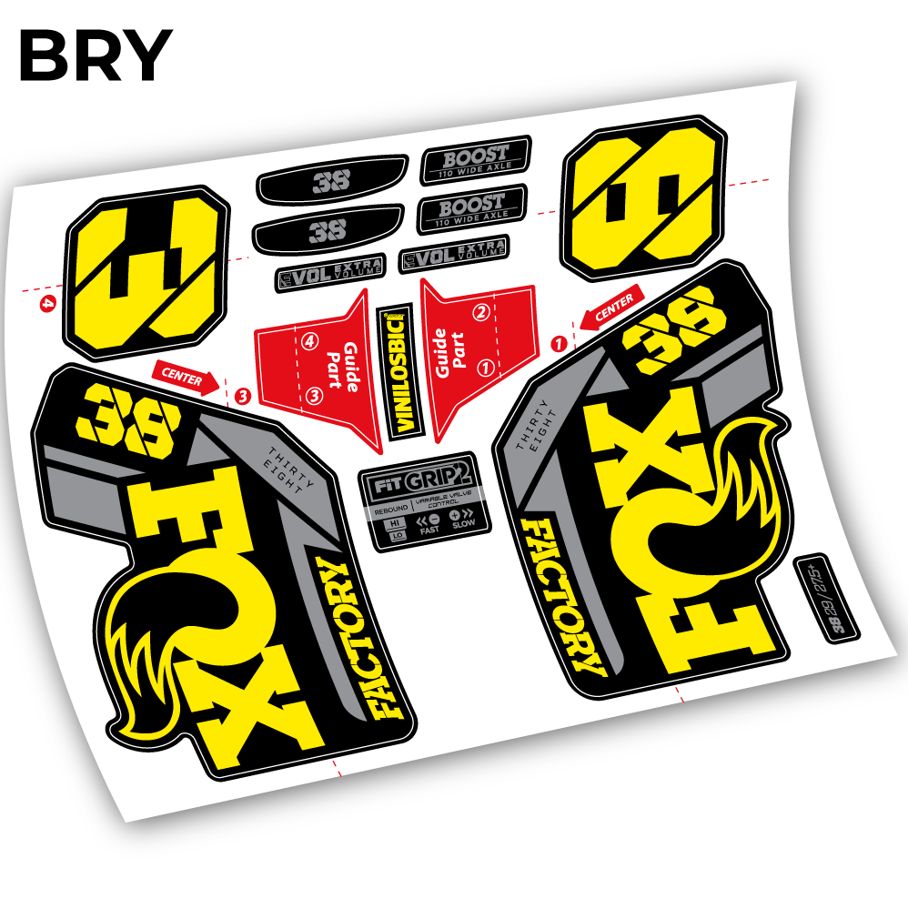 Autocollant, Fox 38 2021, Vélo Fourche 29 Vinyle sticker