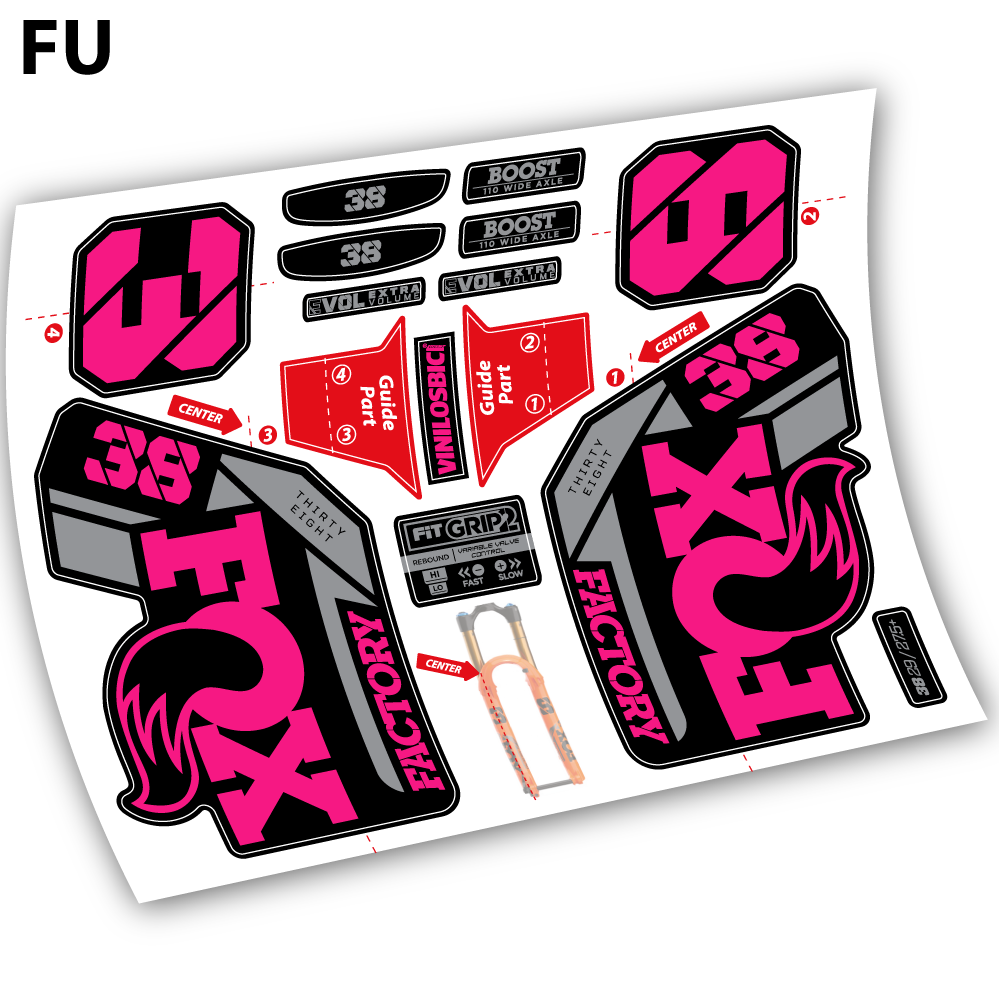 Autocollant, Fox 38 2021, Vélo Fourche 29 Vinyle sticker