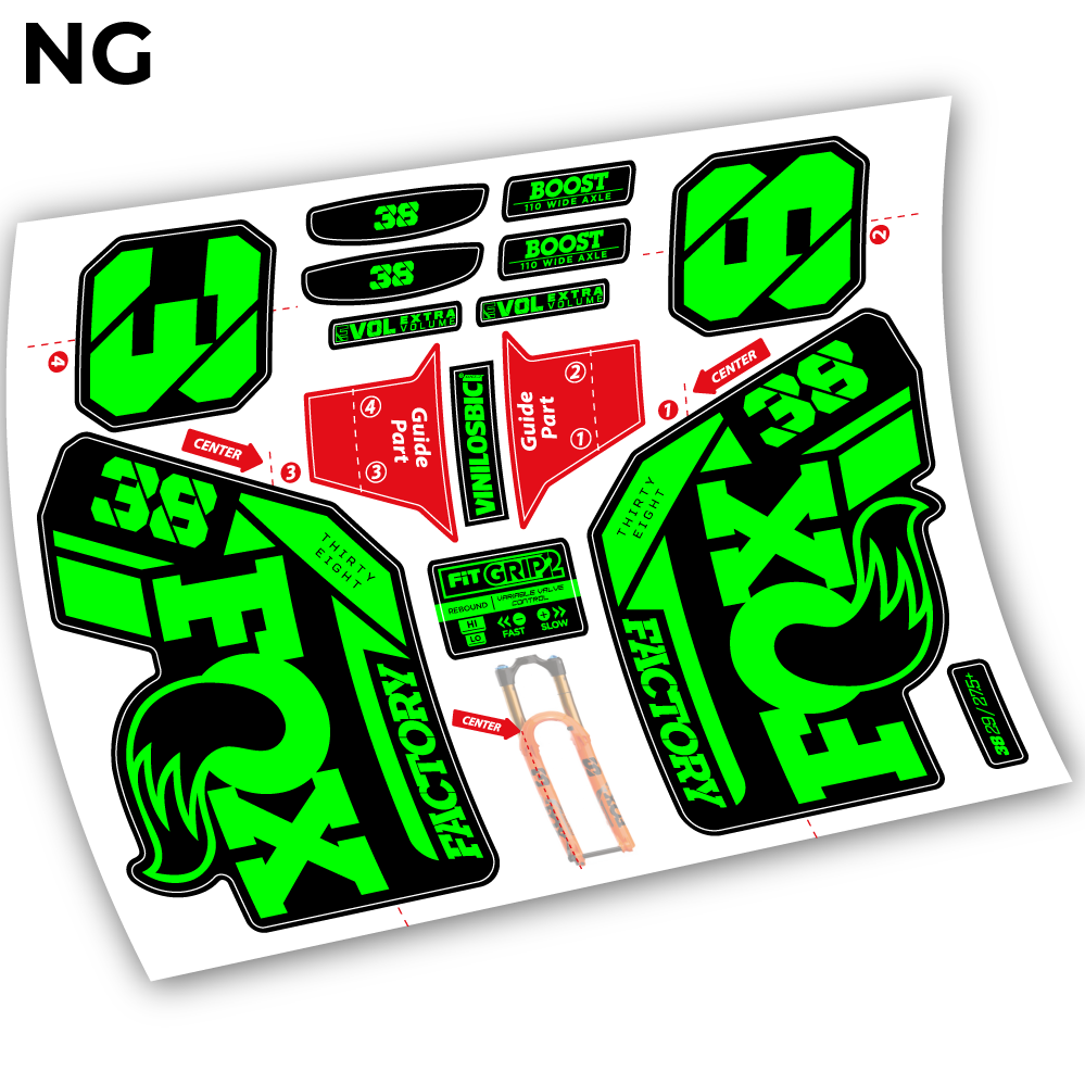 Autocollant, Fox 38 2021, Vélo Fourche 29 Vinyle sticker