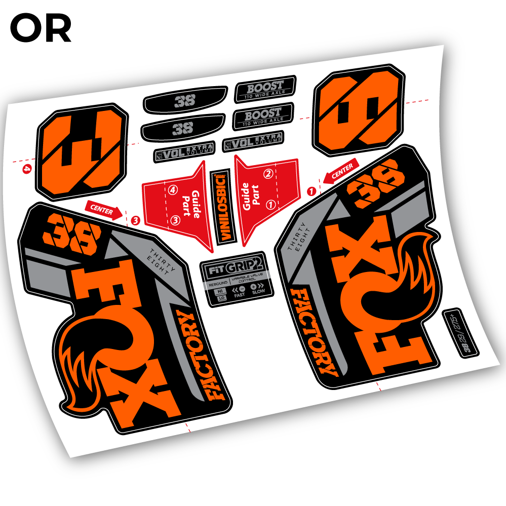 Autocollant, Fox 38 2021, Vélo Fourche 29 Vinyle sticker