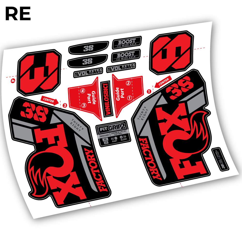 Autocollant, Fox 38 2021, Vélo Fourche 29 Vinyle sticker