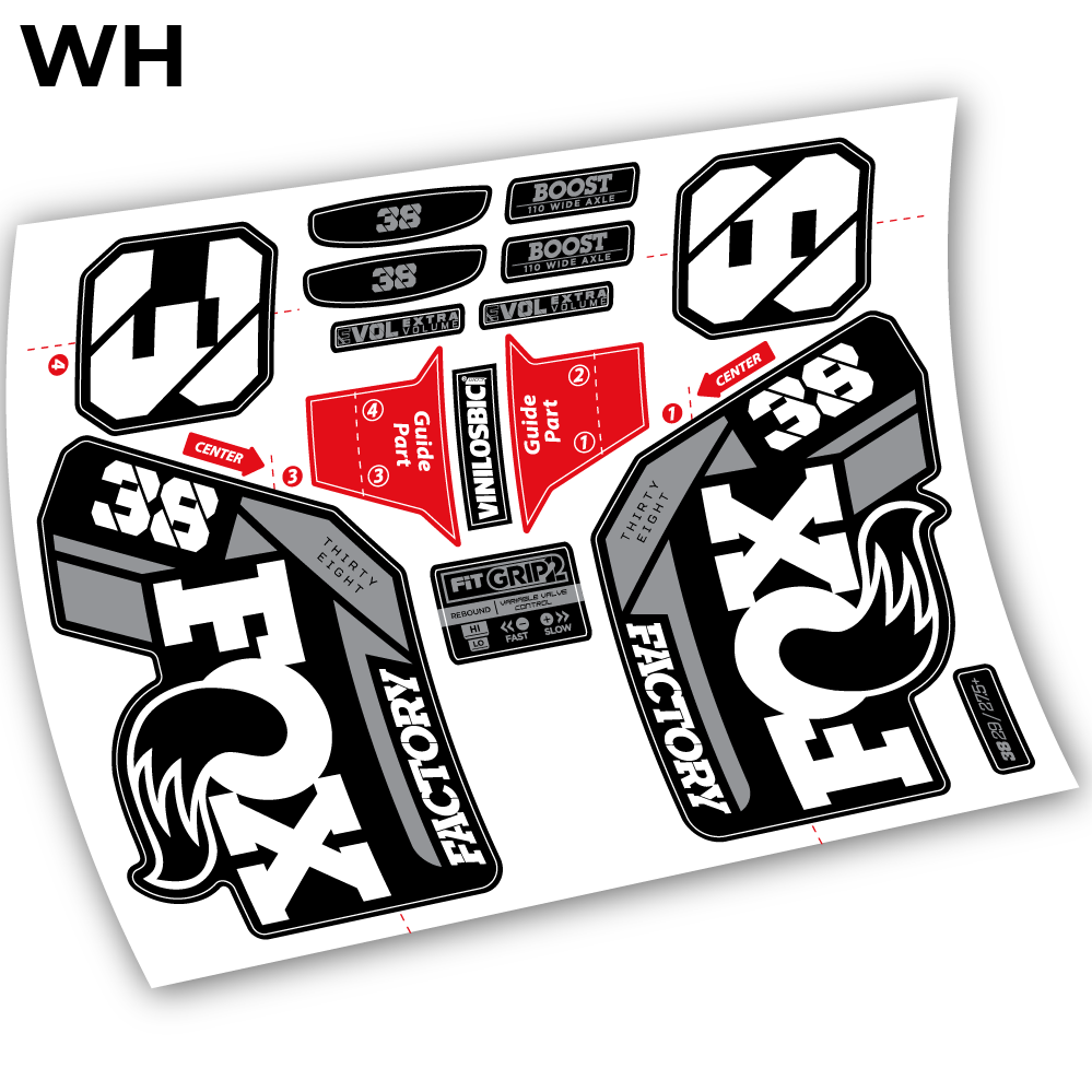 Autocollant, Fox 38 2021, Vélo Fourche 29 Vinyle sticker