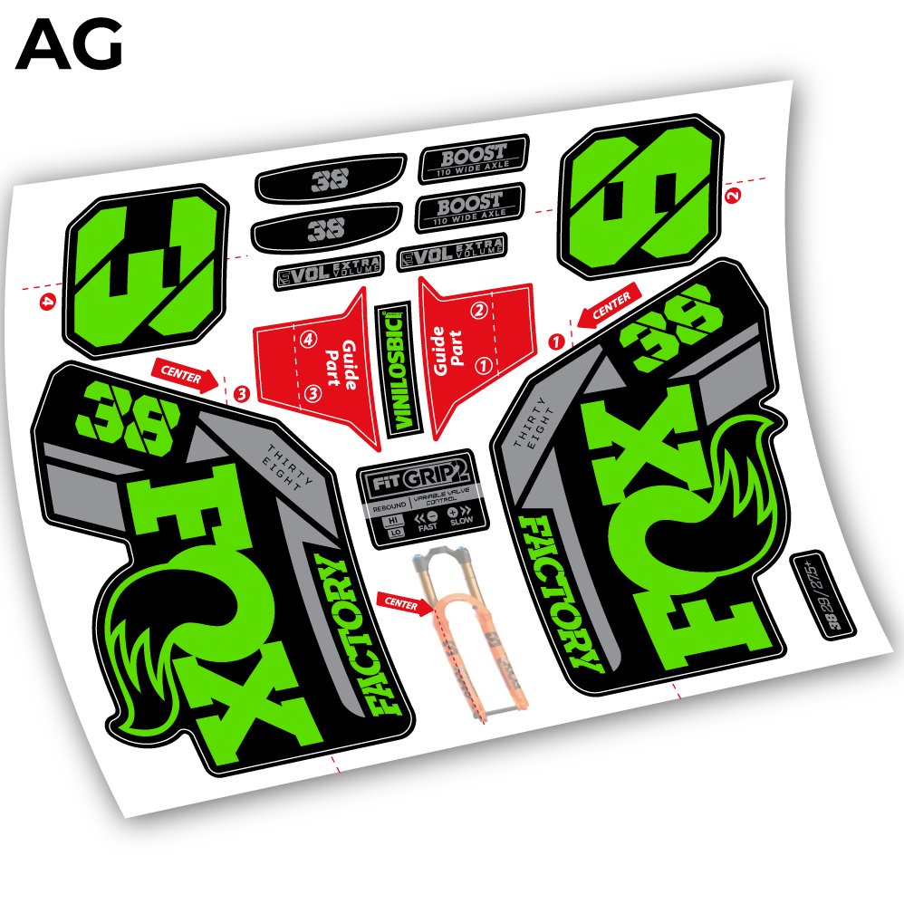 Autocollant, Fox 38 2021, Vélo Fourche 29 Vinyle sticker