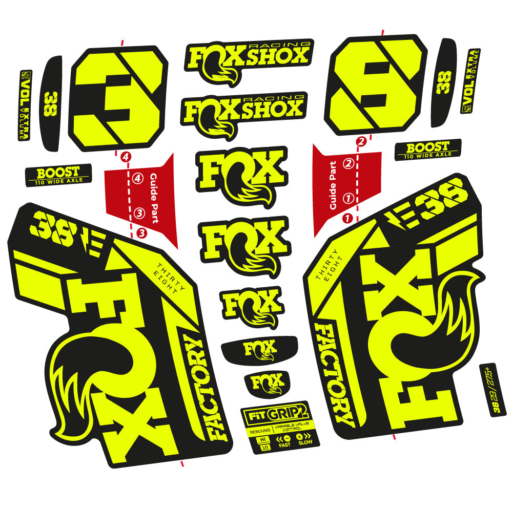Autocollant Fox 38 E-Vélo 2021, Fourche 29, Vélo vinyle sticker