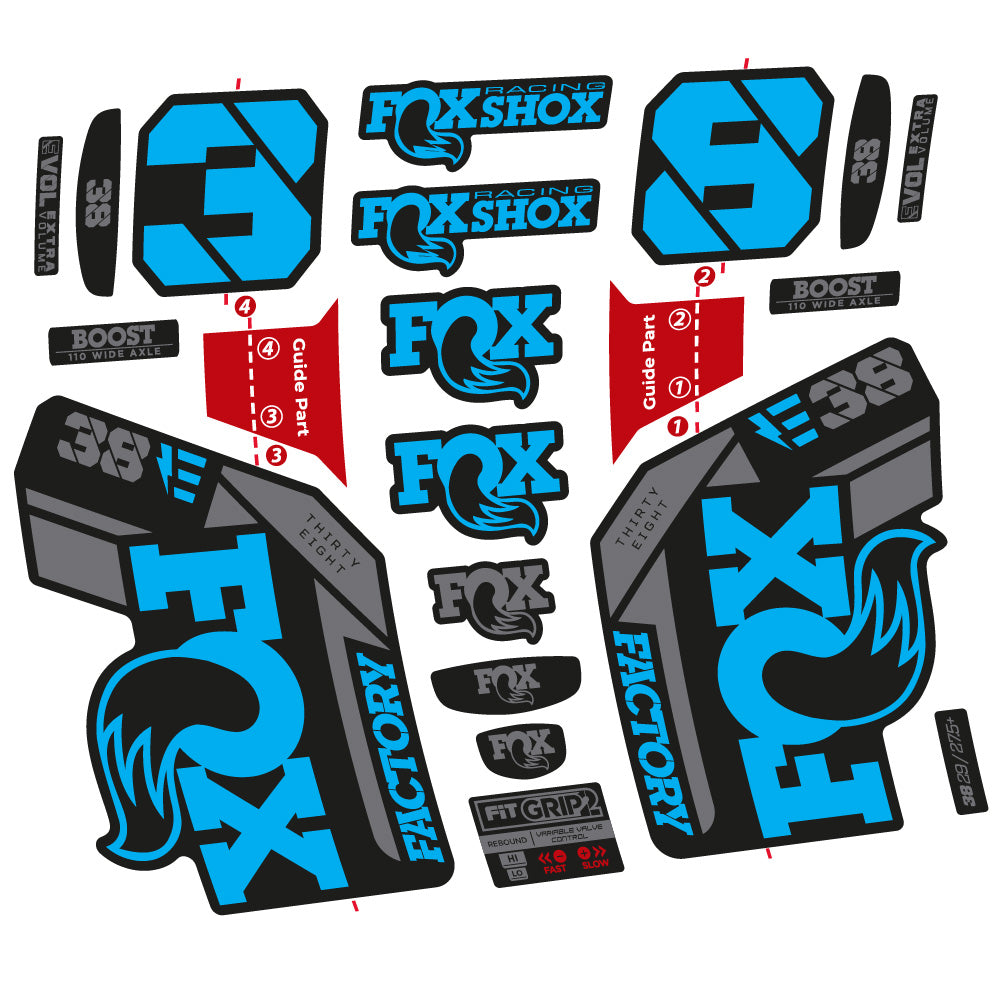 Autocollant Fox 38 E-Vélo 2021, Fourche 29, Vélo vinyle sticker