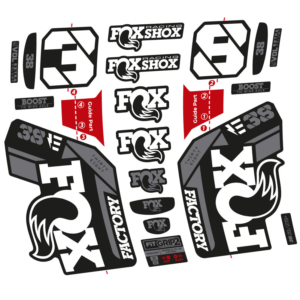 Autocollant Fox 38 E-Vélo 2021, Fourche 29, Vélo vinyle sticker