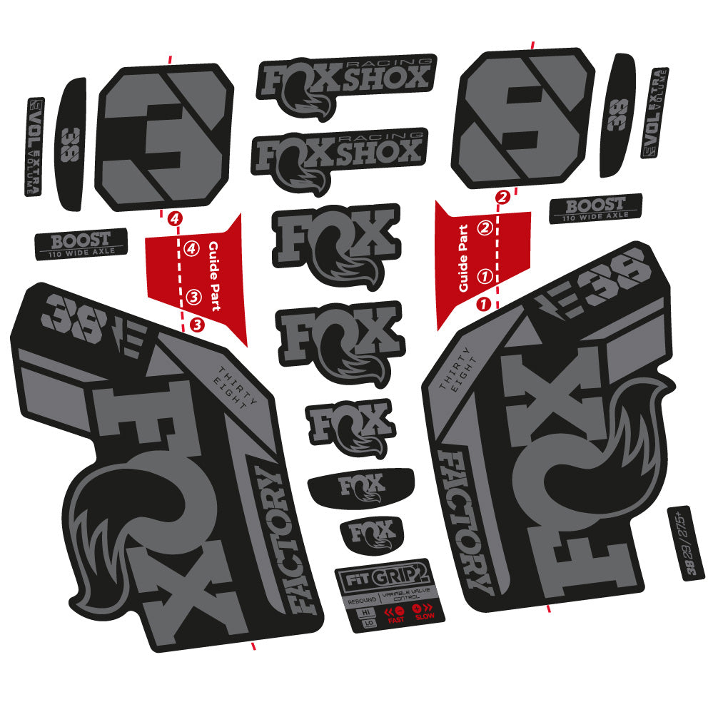 Autocollant Fox 38 E-Vélo 2021, Fourche 29, Vélo vinyle sticker