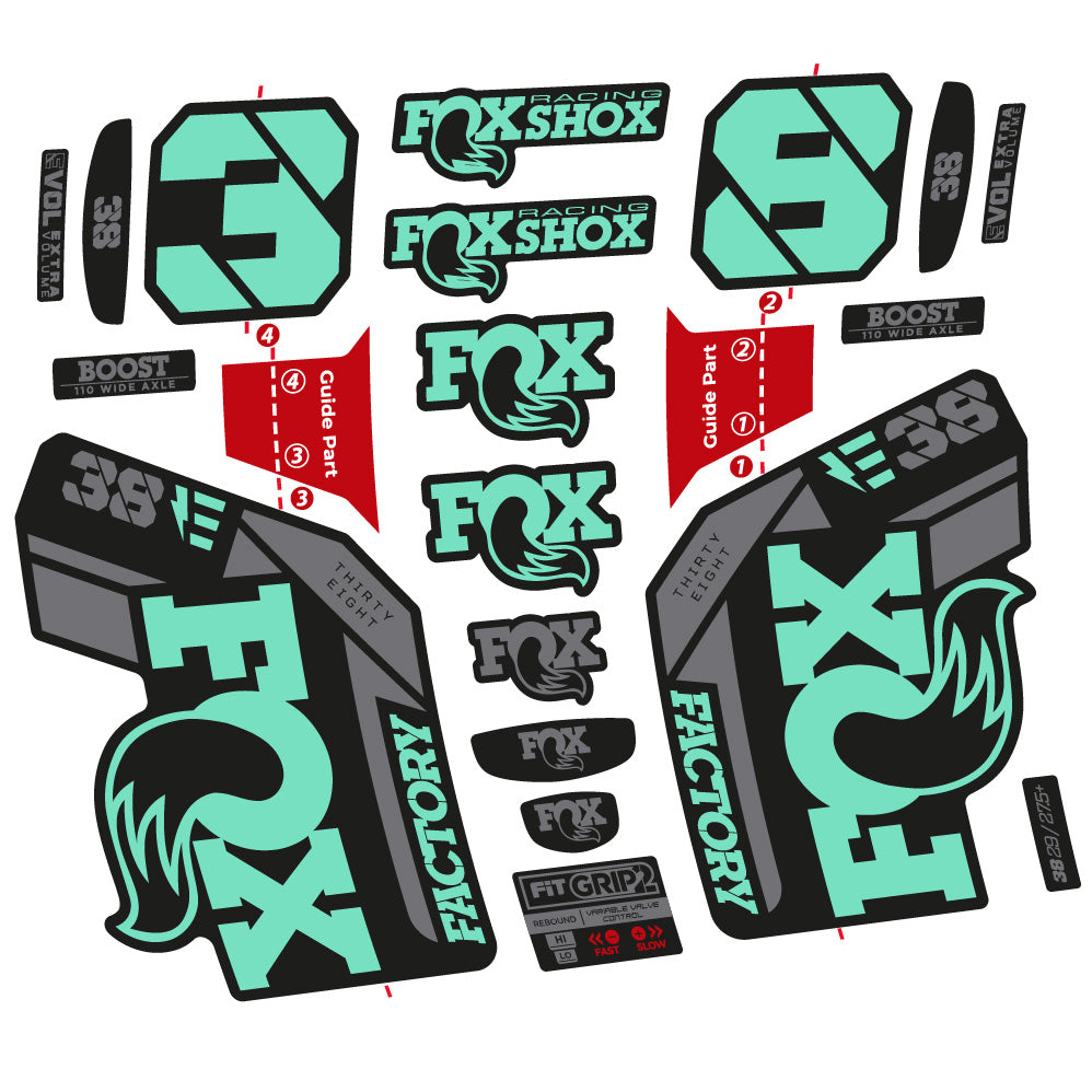 Autocollant Fox 38 E-Vélo 2021, Fourche 29, Vélo vinyle sticker