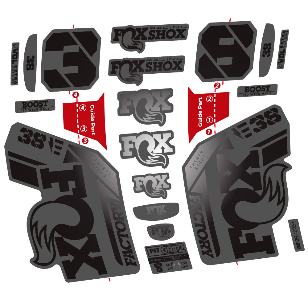 Autocollant Fox 38 E-Vélo 2021, Fourche 29, Vélo vinyle sticker