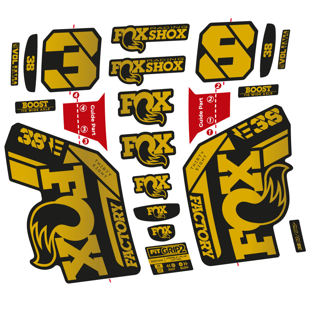 Autocollant Fox 38 E-Vélo 2021, Fourche 29, Vélo vinyle sticker
