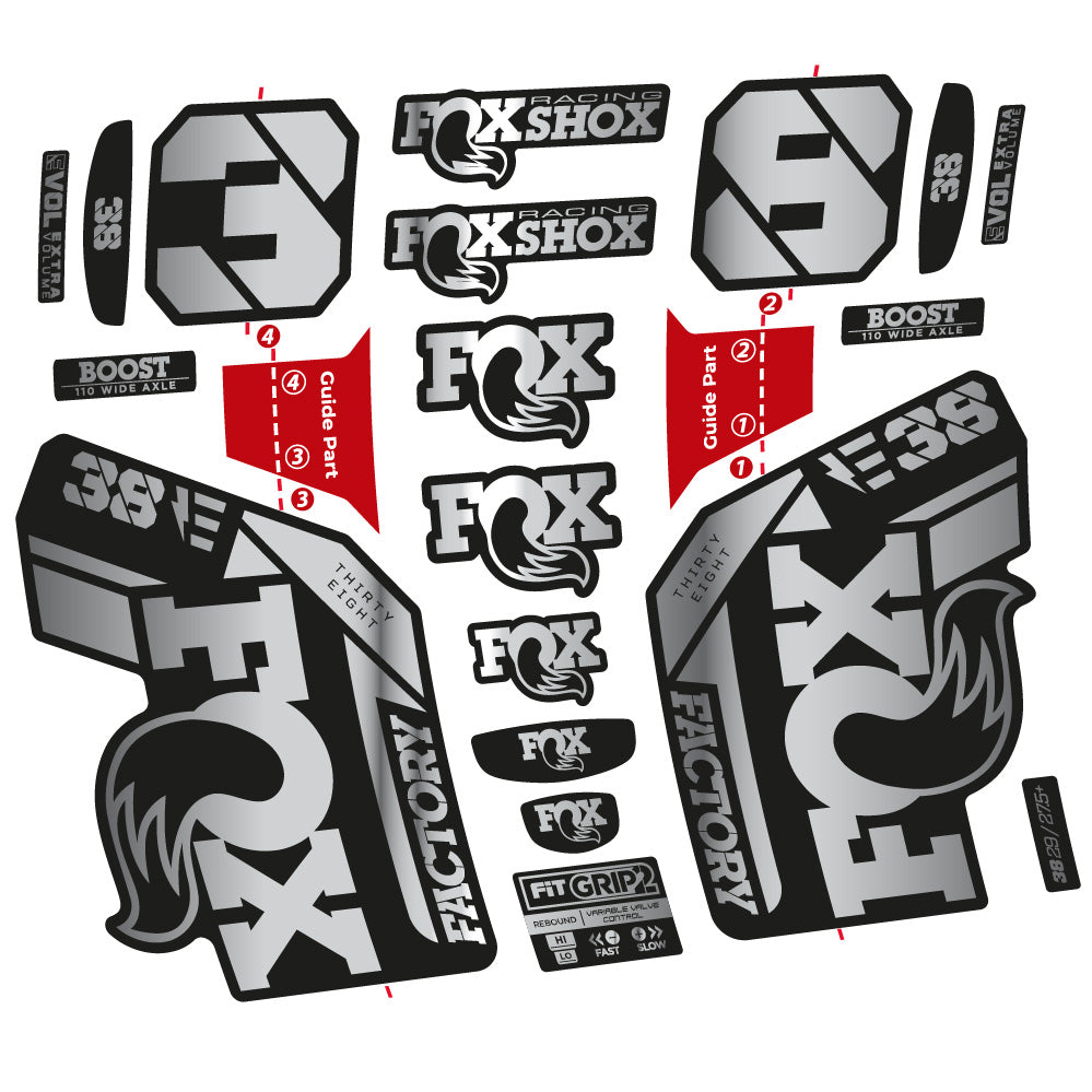 Autocollant Fox 38 E-Vélo 2021, Fourche 29, Vélo vinyle sticker