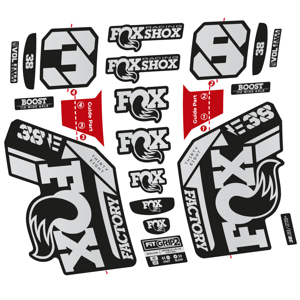 Autocollant Fox 38 E-Vélo 2021, Fourche 29, Vélo vinyle sticker