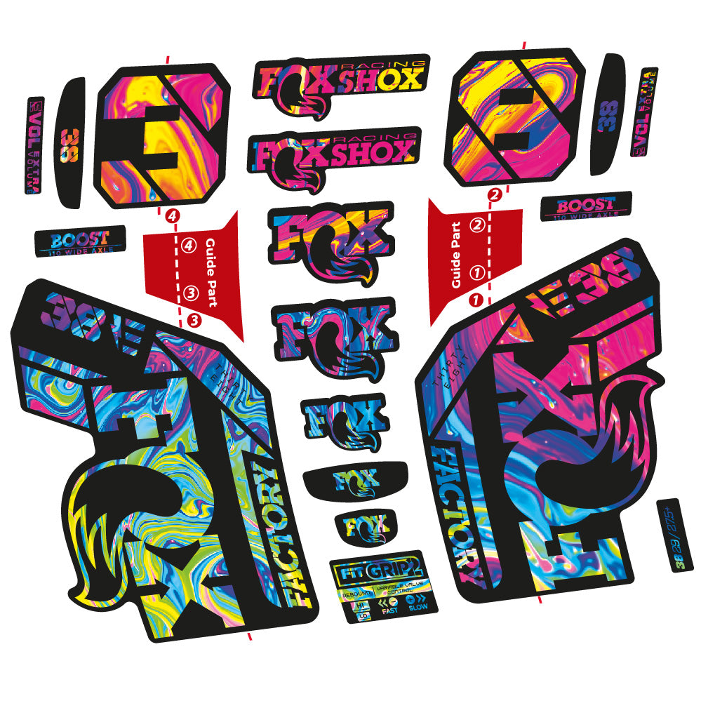 Autocollant Fox 38 E-Vélo 2021, Fourche 29, Vélo vinyle sticker