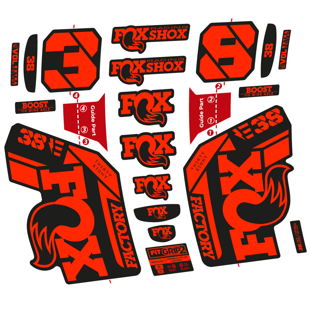 Autocollant Fox 38 E-Vélo 2021, Fourche 29, Vélo vinyle sticker