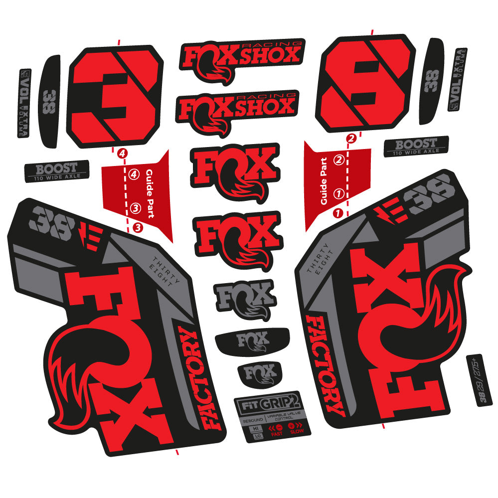 Autocollant Fox 38 E-Vélo 2021, Fourche 29, Vélo vinyle sticker
