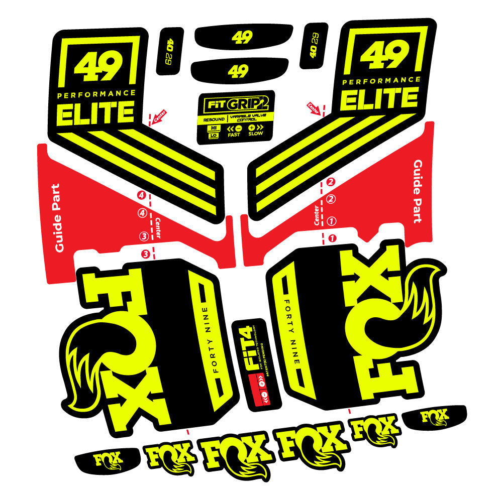 Autocollant Fox 49 Performance Elite 2019, Fourche 29, Autocollant Vélo vinyle