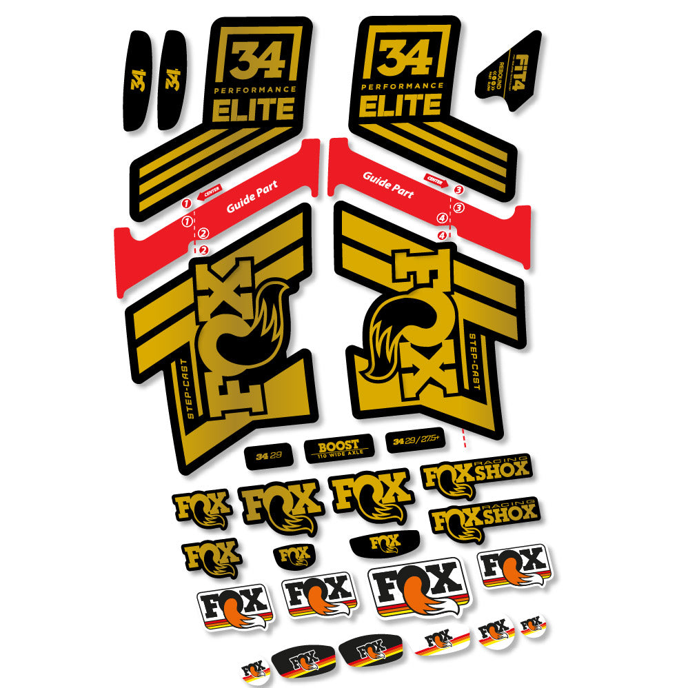 Autocollant Fox 34 SC Elite 2019, Fourche 29, Autocollant Vélo vinyle