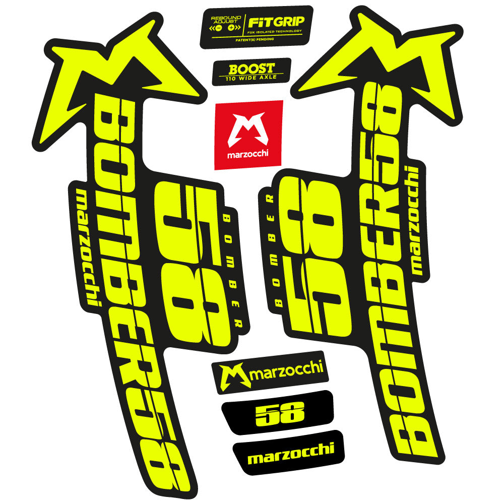 Autocollant Marzocchi Bomber 58 2019-2020, Fourche 29, Autocollant Vélo vinyle