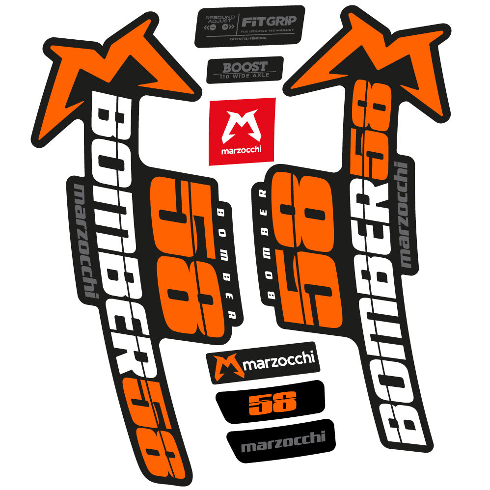 Autocollant Marzocchi Bomber 58 2019-2020, Fourche 29, Autocollant Vélo vinyle