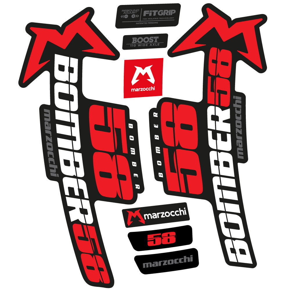 Autocollant Marzocchi Bomber 58 2019-2020, Fourche 29, Autocollant Vélo vinyle