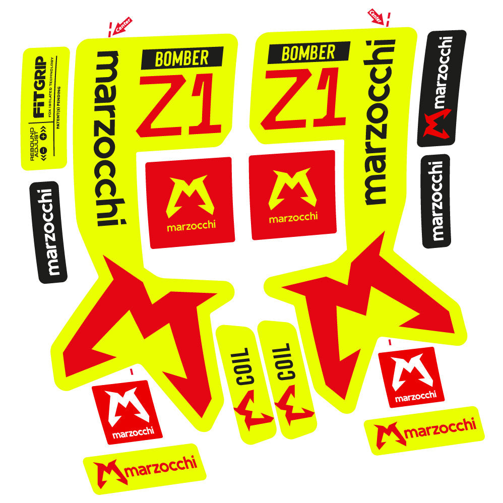 Autocollants compatibles avec la fourche Marzocchi Bomber Z1 29 pouces (modèles 2019 à 2025) | Autocollants VTT en vinyle