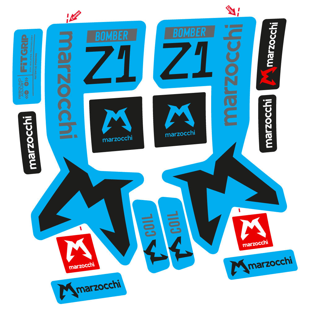 Autocollants compatibles avec la fourche Marzocchi Bomber Z1 29 pouces (modèles 2019 à 2025) | Autocollants VTT en vinyle