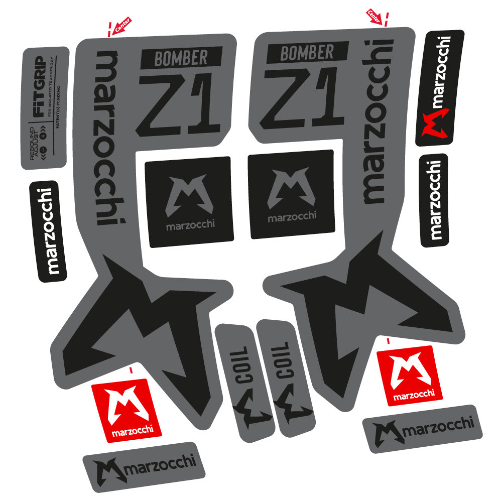 Autocollants compatibles avec la fourche Marzocchi Bomber Z1 29 pouces (modèles 2019 à 2025) | Autocollants VTT en vinyle