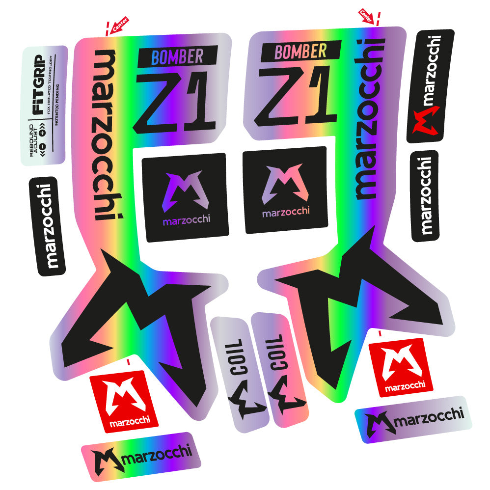 Autocollants compatibles avec la fourche Marzocchi Bomber Z1 29 pouces (modèles 2019 à 2025) | Autocollants VTT en vinyle