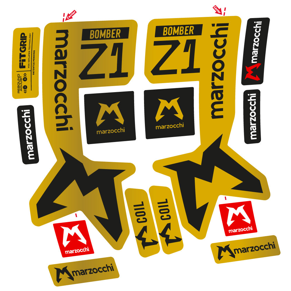Autocollants compatibles avec la fourche Marzocchi Bomber Z1 29 pouces (modèles 2019 à 2025) | Autocollants VTT en vinyle