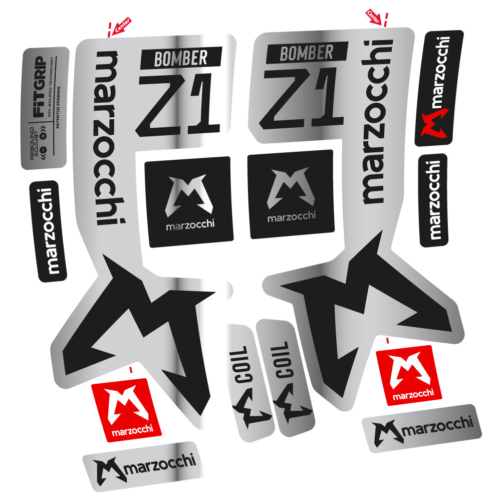 Autocollants compatibles avec la fourche Marzocchi Bomber Z1 29 pouces (modèles 2019 à 2025) | Autocollants VTT en vinyle