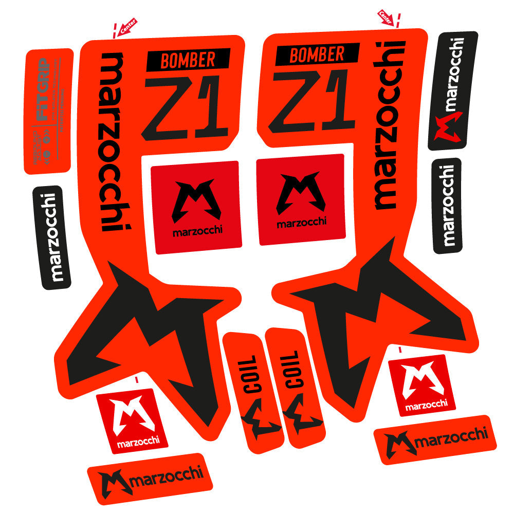 Autocollants compatibles avec la fourche Marzocchi Bomber Z1 29 pouces (modèles 2019 à 2025) | Autocollants VTT en vinyle