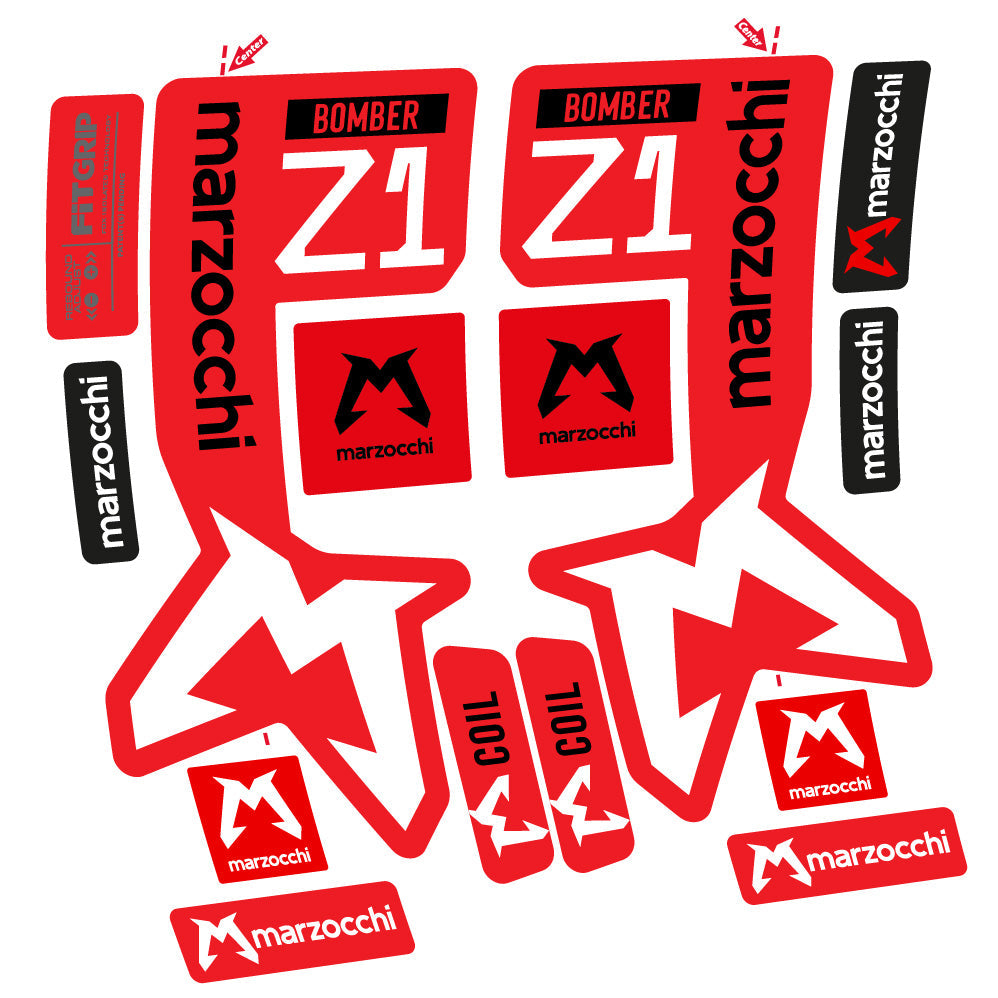 Autocollants compatibles avec la fourche Marzocchi Bomber Z1 29 pouces (modèles 2019 à 2025) | Autocollants VTT en vinyle