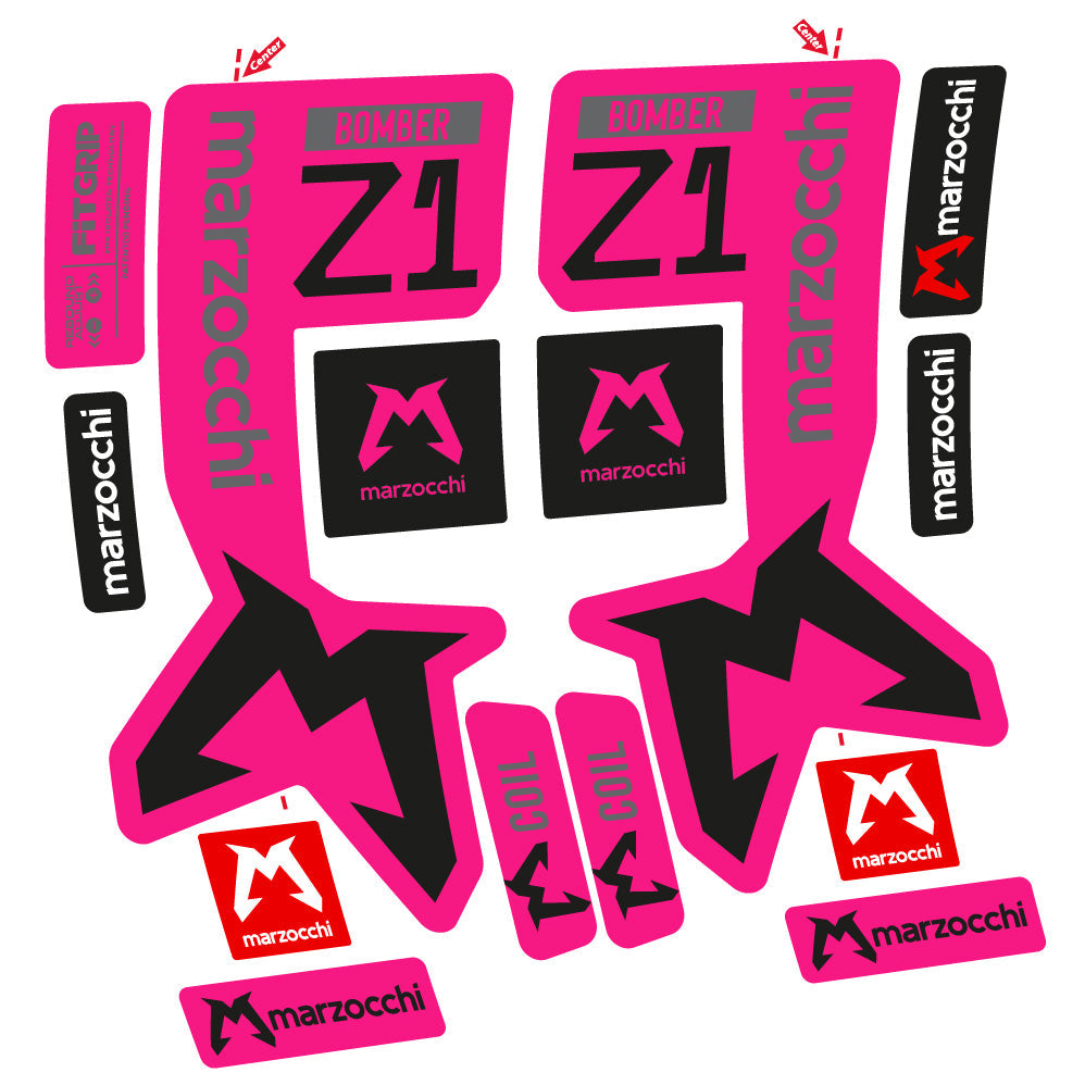 Autocollants compatibles avec la fourche Marzocchi Bomber Z1 29 pouces (modèles 2019 à 2025) | Autocollants VTT en vinyle